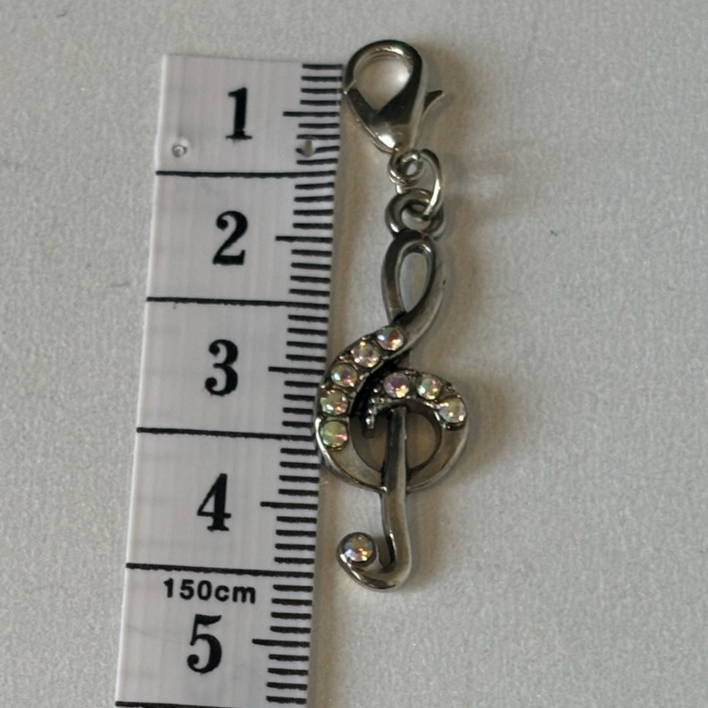 Silver Treble Clef Charm With Rhinestone Gems By Bead Landing